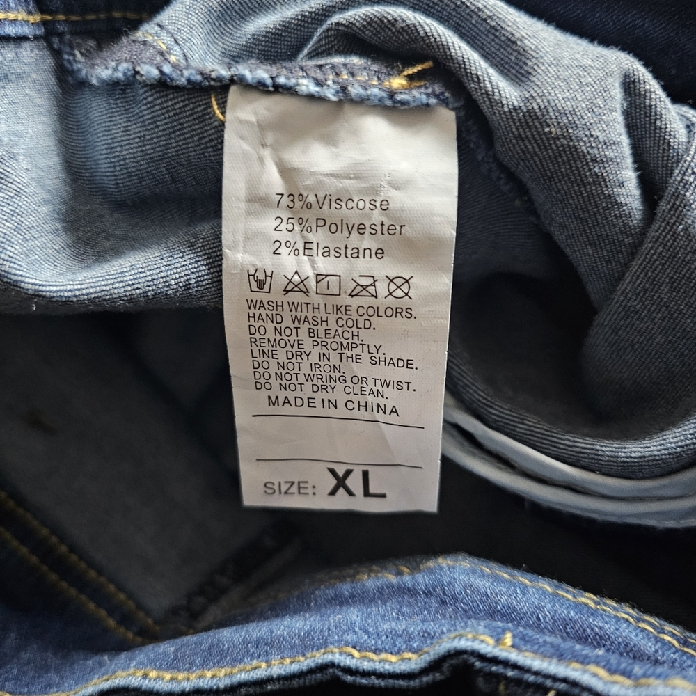 Wide Leg High Waisted Stretchy Jeans Dark Wash Sz XL - Picture 5 of 5